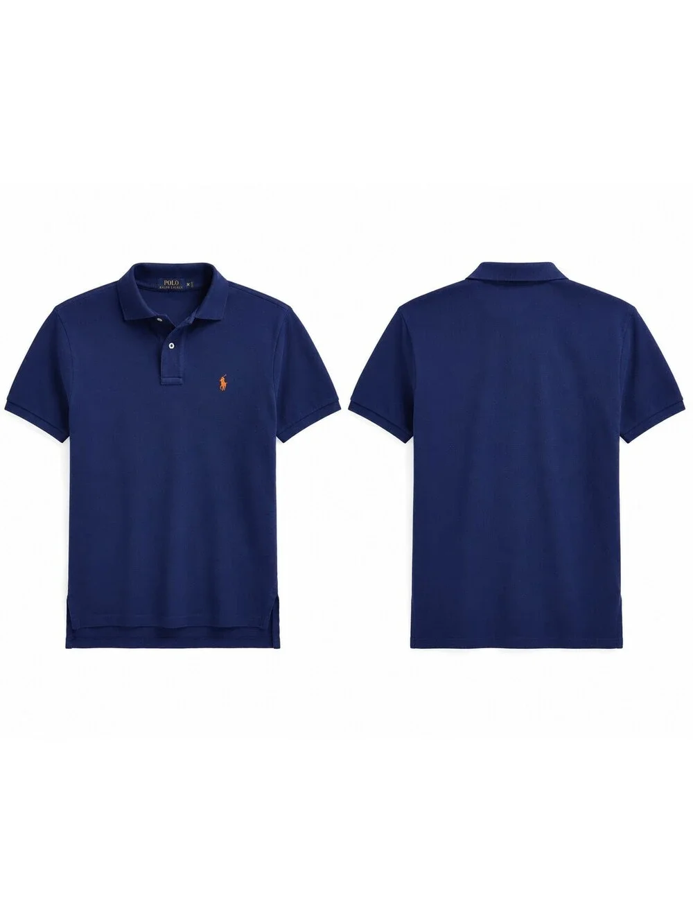 Polo Ralph Lauren Men's Custom Fit Polo Shirt Medium Navy Orange Pony